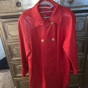 ITALIAN RED CALFSKIN LEATHER COAT
